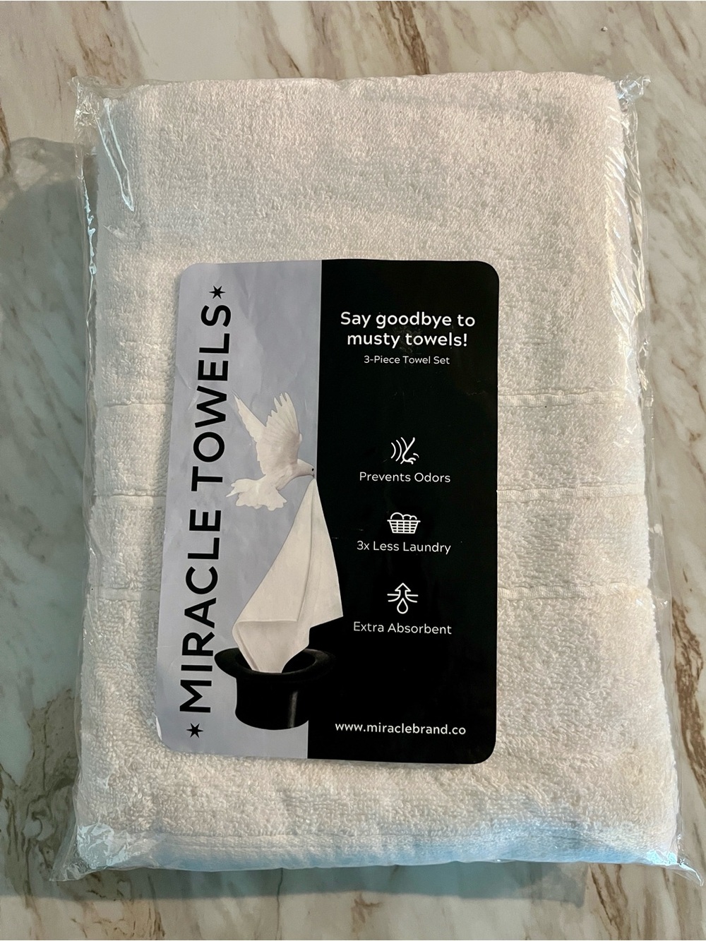 Miracle Towels 3-Piece White Towel Set